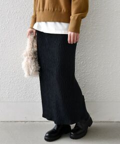 SHIPS / シップス ロング・マキシ丈スカート | SHIPS Colors:〈手洗い可能〉ポリエステル ベロア プリーツ タイトスカート
