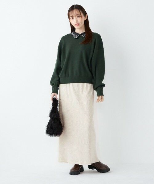 SHIPS / シップス ロング・マキシ丈スカート | SHIPS Colors:〈手洗い可能〉ポリエステル ベロア プリーツ タイトスカート | 詳細3