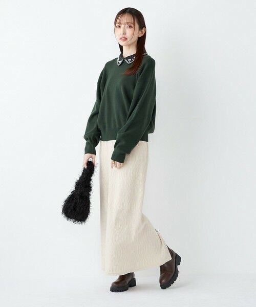 SHIPS / シップス ロング・マキシ丈スカート | SHIPS Colors:〈手洗い可能〉ポリエステル ベロア プリーツ タイトスカート | 詳細8