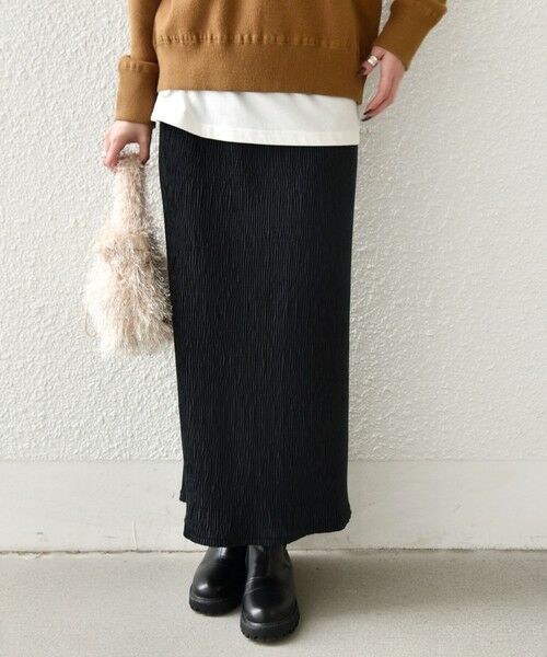 SHIPS / シップス ロング・マキシ丈スカート | SHIPS Colors:〈手洗い可能〉ポリエステル ベロア プリーツ タイトスカート | 詳細12