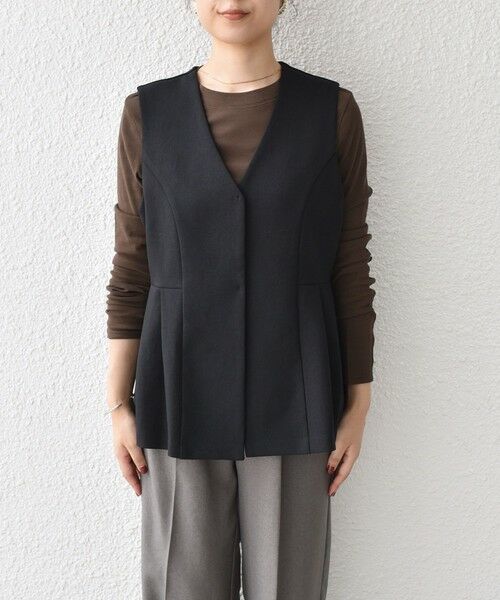 SHIPS / シップス ベスト | SHIPS Colors:〈手洗い可能〉ウールライク ペプラムベスト 2（セットアップ対応可能）◇ | 詳細25