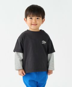 SHIPS / シップス Tシャツ | SHIPS Colors: 80〜130cm / レイヤード プリント ロンT◇