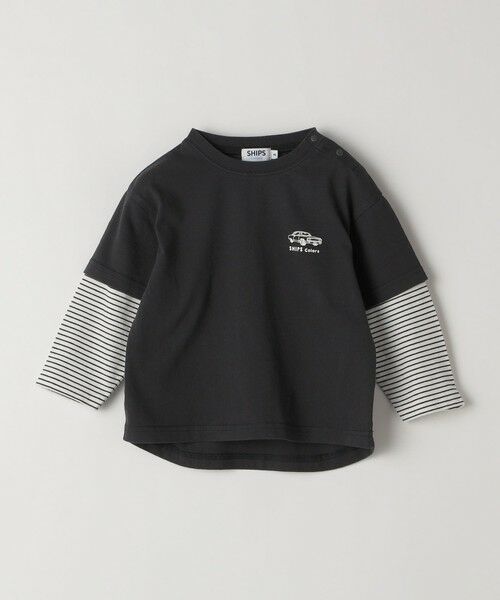 SHIPS / シップス Tシャツ | SHIPS Colors: 80〜130cm / レイヤード プリント ロンT◇ | 詳細1