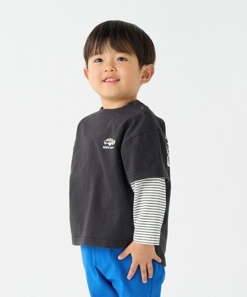 SHIPS / シップス Tシャツ | SHIPS Colors: 80〜130cm / レイヤード プリント ロンT◇ | 詳細4