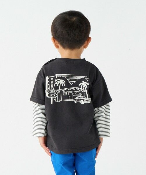 SHIPS / シップス Tシャツ | SHIPS Colors: 80〜130cm / レイヤード プリント ロンT◇ | 詳細3