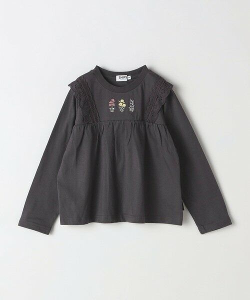 SHIPS / シップス Tシャツ | SHIPS Colors: 80〜130cm / フラワー エンブロイダリー ロンT◇ | 詳細1