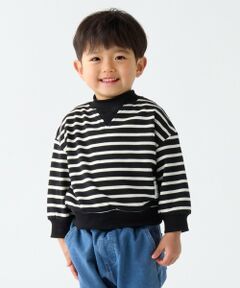 SHIPS / シップス Tシャツ | SHIPS Colors:80〜130cm / ミニ裏毛 ボーダー モックネック トップス