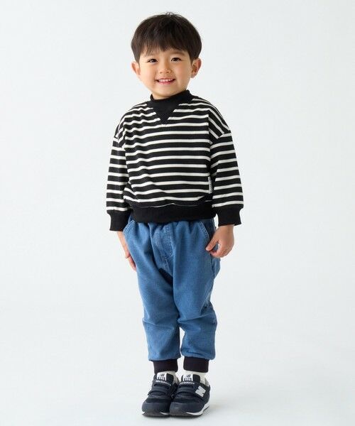 SHIPS / シップス Tシャツ | SHIPS Colors:80〜130cm / ミニ裏毛 ボーダー モックネック トップス | 詳細5