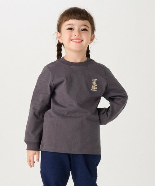 SHIPS / シップス Tシャツ | SHIPS Colors: 80~130cm / TeddyBear(R) ワンポイント ロンT◇(ダークグレー)