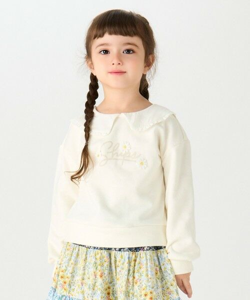 SHIPS / シップス スウェット | SHIPS Colors: 90〜140cm /〈洗濯機可能〉ロゴ プリント カラー スウェット(オフホワイト)