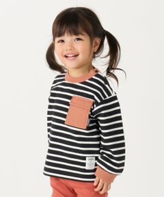 SHIPS / シップス Tシャツ | SHIPS Colors: 80〜130cm / ミニ裏毛 ボーダー ポケット トップス