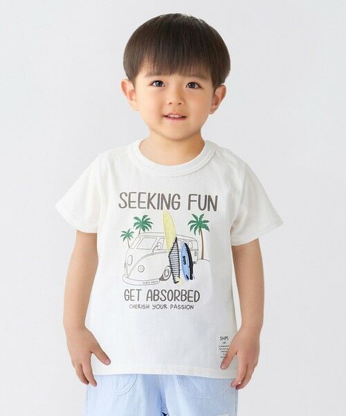 SHIPS / シップス Tシャツ | SHIPS Colors:80〜130cm / パッチワーク プリント Tシャツ◇(ライトホワイト)