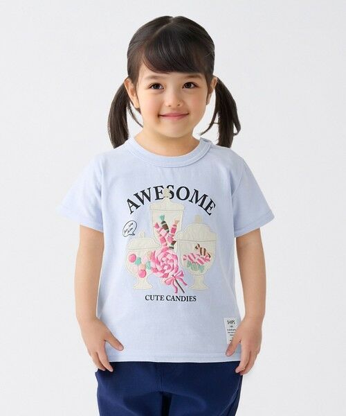 SHIPS / シップス Tシャツ | SHIPS Colors:80〜130cm / パッチワーク プリント Tシャツ◇(ライトブルー)