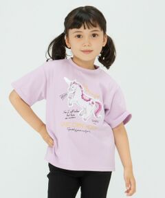 SHIPS / シップス Tシャツ | 《一部追加予約》SHIPS Colors:スパンコール ステッチ プリント TEE(100~130cm)◆