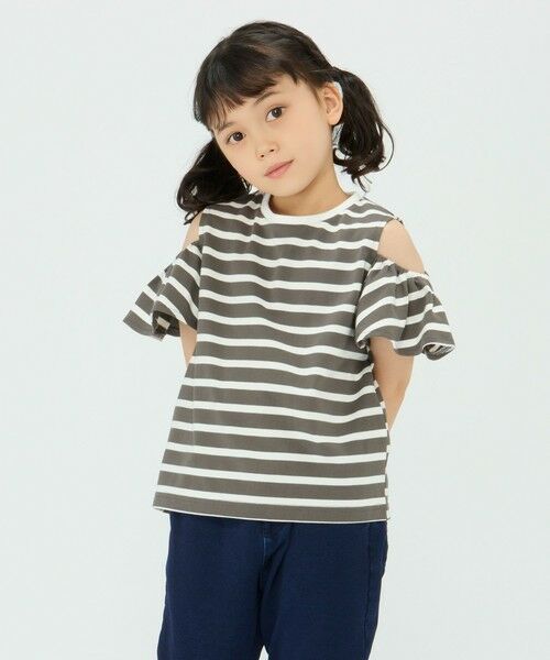 SHIPS / シップス Tシャツ | SHIPS Colors:〈洗濯機可能〉肩あき ボーダー TEE(100~140cm) | 詳細9