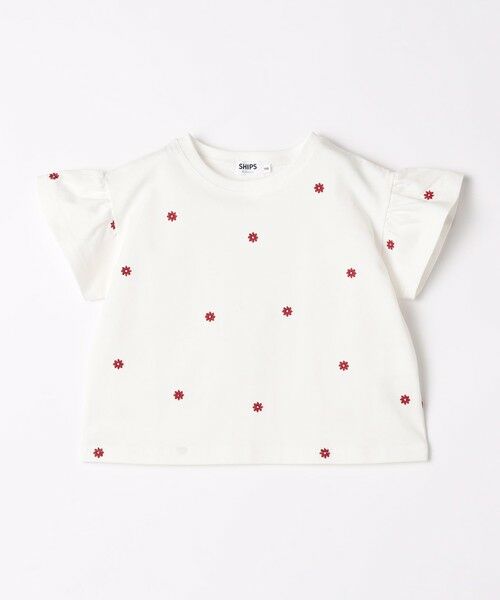 SHIPS / シップス Tシャツ | SHIPS Colors:80〜130cm / リンク フラワー エンブロイダリー カットソー◇ | 詳細1