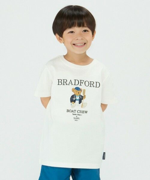 SHIPS / シップス Tシャツ | SHIPS Colors:TeddyBear(R) プリント&ステッチ TEE(80~150cm)◇(オフホワイト)