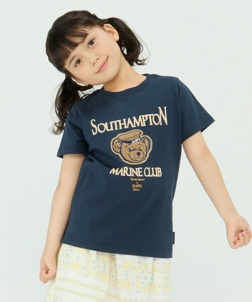 SHIPS / シップス Tシャツ | SHIPS Colors:TeddyBear(R) プリント&ステッチ TEE(80~150cm)◇(ネイビー)