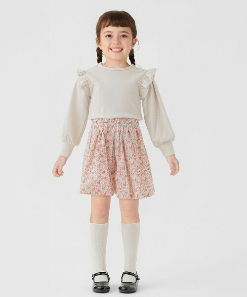 SHIPS / シップス ショート・ハーフ・半端丈パンツ | 《新色予約》SHIPS Colors:90〜140cm/〈洗濯機可能〉フラワー タック キュロット◆ | 詳細3