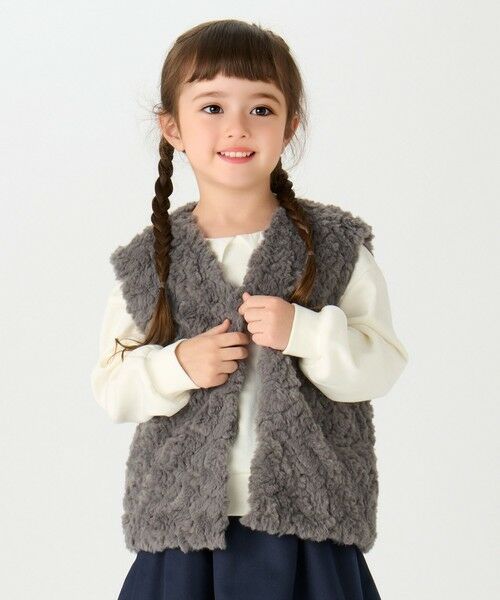 SHIPS / シップス ダウンジャケット・ベスト | SHIPS Colors: 90〜140cm /〈手洗い可能〉ボア ベスト◇(ダークグレー)