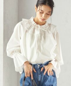 《予約》〈撥水加工 / UVカット〉タフタ フリルカラー キャンディースリーブ ブラウス（セレモニー対応可）