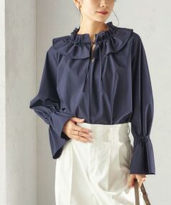SHIPS / シップス シャツ・ブラウス | 《予約》〈撥水加工 / UVカット〉タフタ フリルカラー キャンディースリーブ ブラウス（セレモニー対応可）