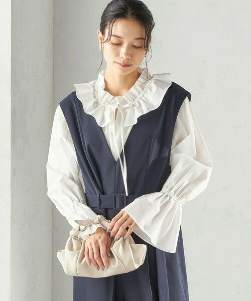 SHIPS / シップス シャツ・ブラウス | 《予約》〈撥水加工 / UVカット〉タフタ フリルカラー キャンディースリーブ ブラウス（セレモニー対応可） | 詳細12