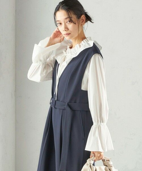 SHIPS / シップス シャツ・ブラウス | 《予約》〈撥水加工 / UVカット〉タフタ フリルカラー キャンディースリーブ ブラウス（セレモニー対応可） | 詳細13