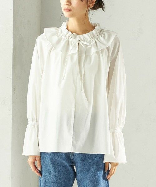 SHIPS / シップス シャツ・ブラウス | 《予約》〈撥水加工 / UVカット〉タフタ フリルカラー キャンディースリーブ ブラウス（セレモニー対応可） | 詳細17