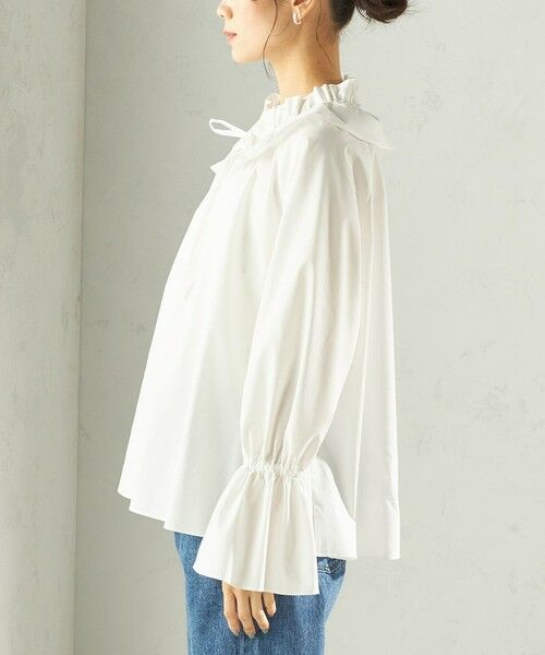 SHIPS / シップス シャツ・ブラウス | 《予約》〈撥水加工 / UVカット〉タフタ フリルカラー キャンディースリーブ ブラウス（セレモニー対応可） | 詳細18