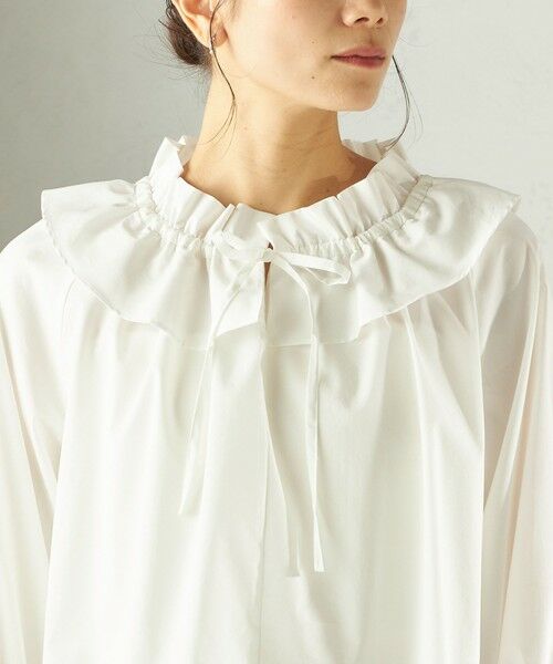 SHIPS / シップス シャツ・ブラウス | 《予約》〈撥水加工 / UVカット〉タフタ フリルカラー キャンディースリーブ ブラウス（セレモニー対応可） | 詳細21