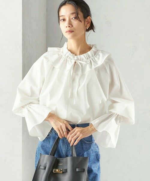 SHIPS / シップス シャツ・ブラウス | 《予約》〈撥水加工 / UVカット〉タフタ フリルカラー キャンディースリーブ ブラウス（セレモニー対応可） | 詳細5