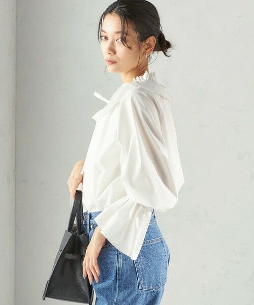 SHIPS / シップス シャツ・ブラウス | 《予約》〈撥水加工 / UVカット〉タフタ フリルカラー キャンディースリーブ ブラウス（セレモニー対応可） | 詳細6