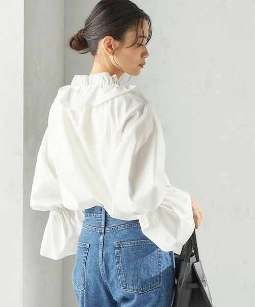 SHIPS / シップス シャツ・ブラウス | 《予約》〈撥水加工 / UVカット〉タフタ フリルカラー キャンディースリーブ ブラウス（セレモニー対応可） | 詳細7