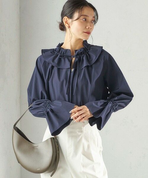 SHIPS / シップス シャツ・ブラウス | 《予約》〈撥水加工 / UVカット〉タフタ フリルカラー キャンディースリーブ ブラウス（セレモニー対応可） | 詳細26