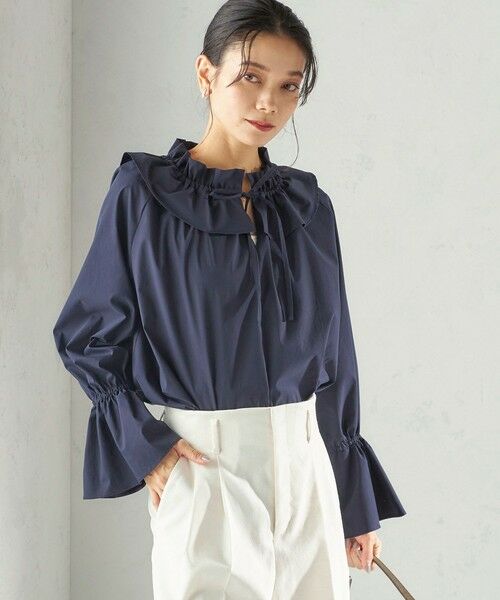 SHIPS / シップス シャツ・ブラウス | 《予約》〈撥水加工 / UVカット〉タフタ フリルカラー キャンディースリーブ ブラウス（セレモニー対応可） | 詳細29