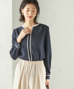 SHIPS / シップス シャツ・ブラウス | 〈手洗い可能〉配色 パイピング キーネック 長袖ブラウス