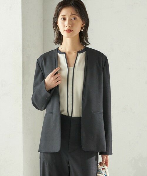 SHIPS / シップス シャツ・ブラウス | 〈手洗い可能〉配色 パイピング キーネック 長袖ブラウス | 詳細11