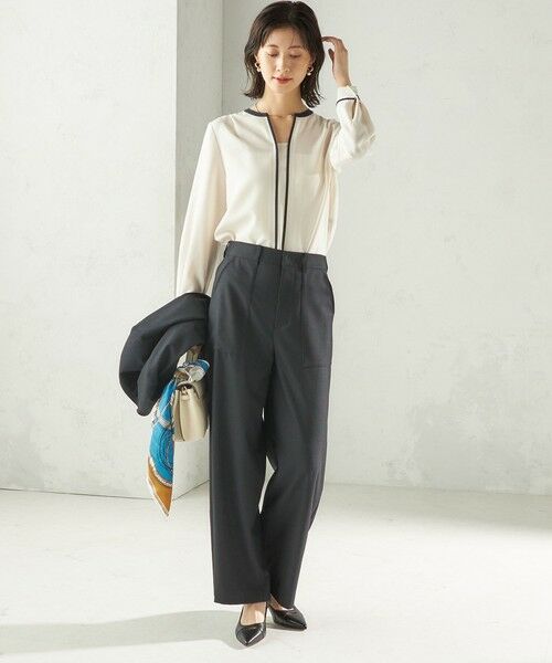 SHIPS / シップス シャツ・ブラウス | 〈手洗い可能〉配色 パイピング キーネック 長袖ブラウス | 詳細2