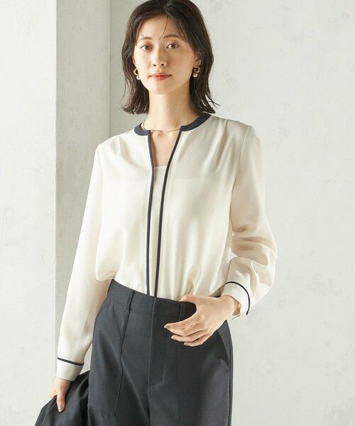 SHIPS / シップス シャツ・ブラウス | 〈手洗い可能〉配色 パイピング キーネック 長袖ブラウス | 詳細5