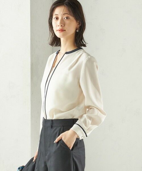 SHIPS / シップス シャツ・ブラウス | 〈手洗い可能〉配色 パイピング キーネック 長袖ブラウス | 詳細6