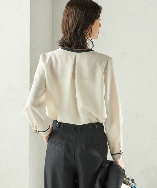 SHIPS / シップス シャツ・ブラウス | 〈手洗い可能〉配色 パイピング キーネック 長袖ブラウス | 詳細7