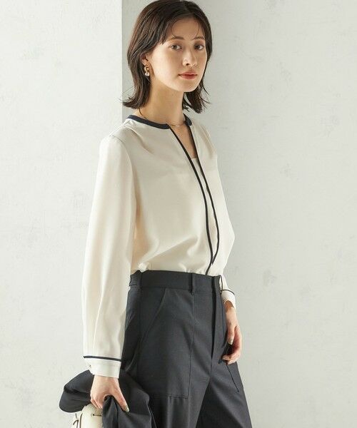 SHIPS / シップス シャツ・ブラウス | 〈手洗い可能〉配色 パイピング キーネック 長袖ブラウス | 詳細8