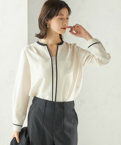 SHIPS / シップス シャツ・ブラウス | 〈手洗い可能〉配色 パイピング キーネック 長袖ブラウス | 詳細9