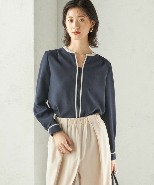 SHIPS / シップス シャツ・ブラウス | 〈手洗い可能〉配色 パイピング キーネック 長袖ブラウス | 詳細19