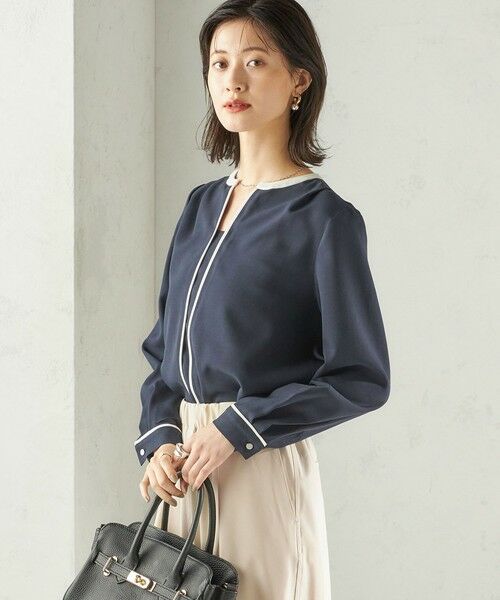 SHIPS / シップス シャツ・ブラウス | 〈手洗い可能〉配色 パイピング キーネック 長袖ブラウス | 詳細20