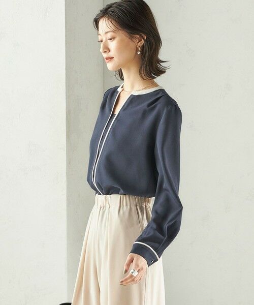 SHIPS / シップス シャツ・ブラウス | 〈手洗い可能〉配色 パイピング キーネック 長袖ブラウス | 詳細21