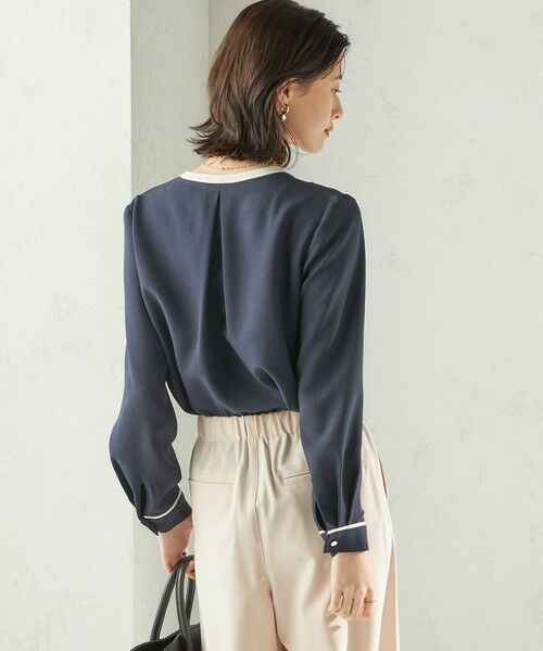 SHIPS / シップス シャツ・ブラウス | 〈手洗い可能〉配色 パイピング キーネック 長袖ブラウス | 詳細22