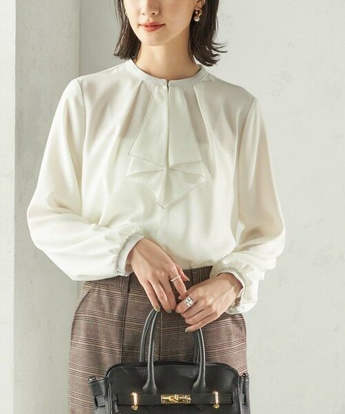 SHIPS / シップス シャツ・ブラウス | 〈手洗い可能〉フロント タイ メロー 長袖 ブラウス(オフホワイト)