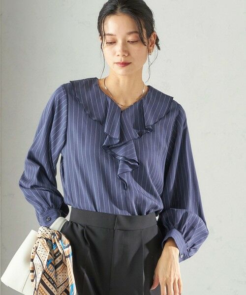 SHIPS / シップス シャツ・ブラウス | 《予約》〈手洗い可能〉フィブリル ストライプ フリル カラー ブラウス | 詳細12